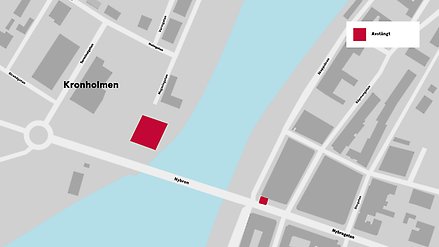 karta med två områden markerade med rött