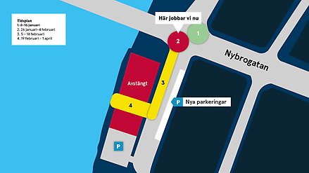 karta med olika områden markerade från 1 till 4