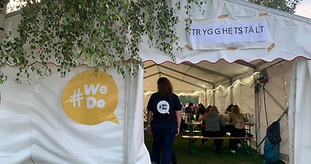 Trygghetstält på Härnösands Stadsfest. 