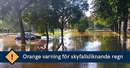 Orange varning för skyfallsliknande regn.