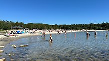 En flygbild över centrala Härnösand.