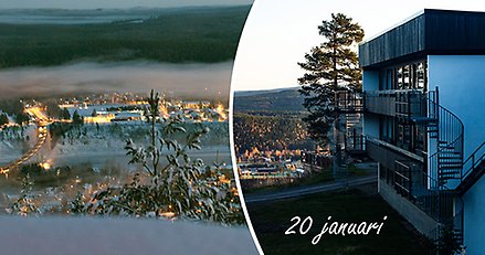 Hotell Hallstaberget och utsikt över Sollefteå.